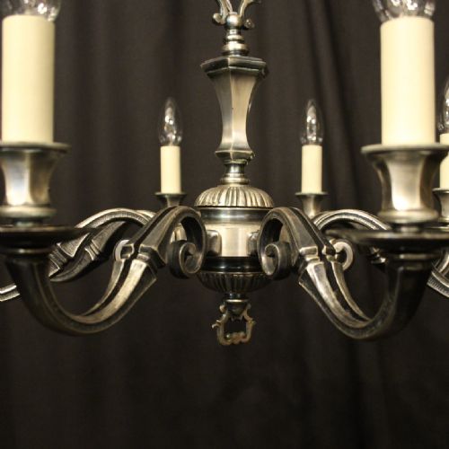 FRENCH SILVER PLATED 8 LIGHT CHANDELIER - ADDITIONAL PHOTO 6