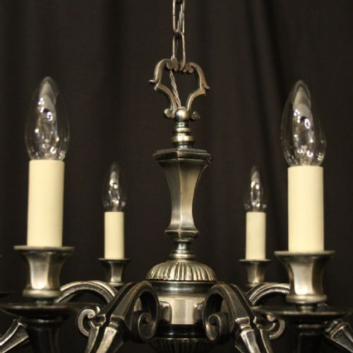FRENCH SILVER PLATED 8 LIGHT CHANDELIER - ADDITIONAL PHOTO 7