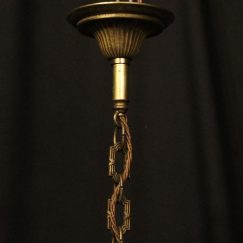 FRENCH GILDED BRONZE TRIPLE LIGHT CONVEX ANTIQUE LANTERN - ADDITIONAL PHOTO 8