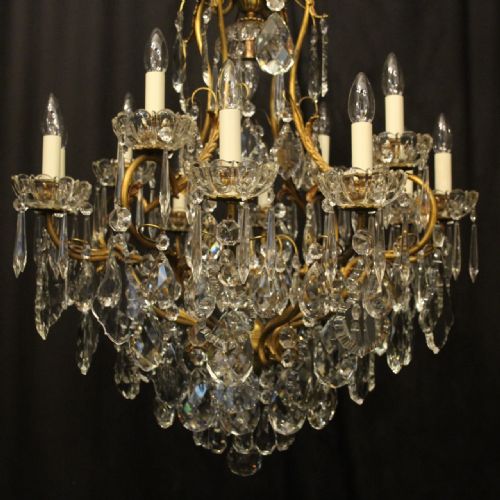 FRENCH GILDED BRONZE CRYSTAL BIRDCAGE ANTIQUE CHANDELIER - ADDITIONAL PHOTO 2