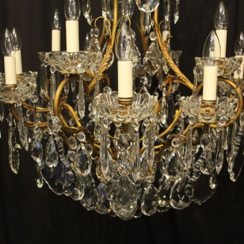 FRENCH GILDED BRONZE CRYSTAL BIRDCAGE ANTIQUE CHANDELIER - ADDITIONAL PHOTO 3