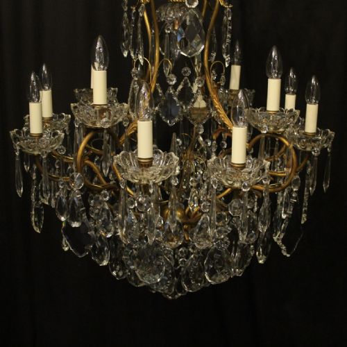 FRENCH GILDED BRONZE CRYSTAL BIRDCAGE ANTIQUE CHANDELIER - ADDITIONAL PHOTO 4