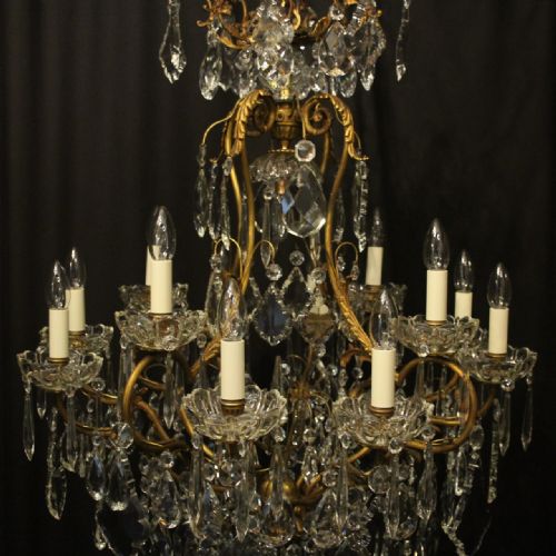 FRENCH GILDED BRONZE CRYSTAL BIRDCAGE ANTIQUE CHANDELIER - ADDITIONAL PHOTO 6
