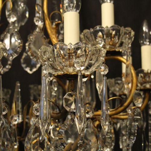 FRENCH GILDED BRONZE CRYSTAL BIRDCAGE ANTIQUE CHANDELIER - ADDITIONAL PHOTO 7