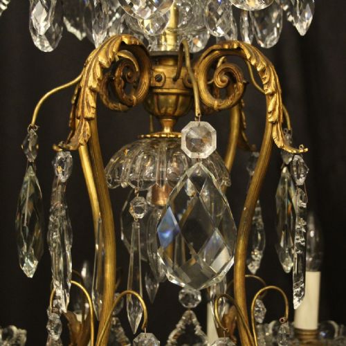 FRENCH GILDED BRONZE CRYSTAL BIRDCAGE ANTIQUE CHANDELIER - ADDITIONAL PHOTO 8