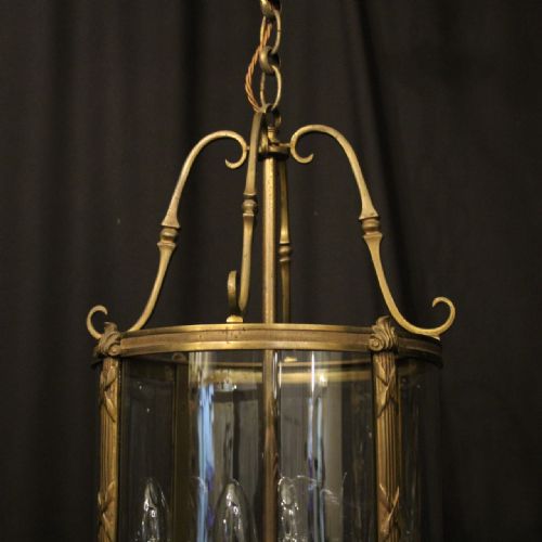 FRENCH GILDED FOUR LIGHT ANTIQUE HALL LANTERN - ADDITIONAL PHOTO 1
