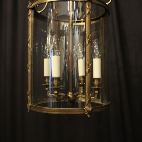 FRENCH GILDED FOUR LIGHT ANTIQUE HALL LANTERN - ADDITIONAL PHOTO 2