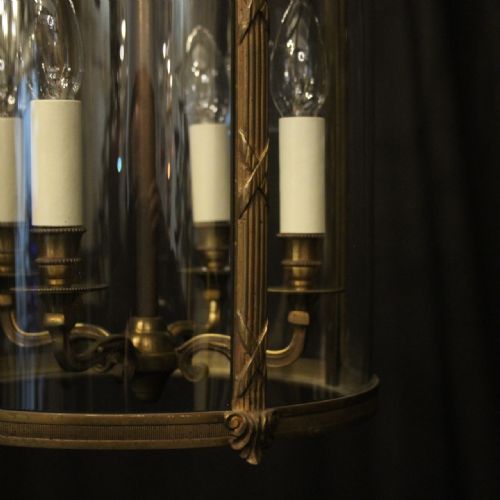 FRENCH GILDED FOUR LIGHT ANTIQUE HALL LANTERN - ADDITIONAL PHOTO 4