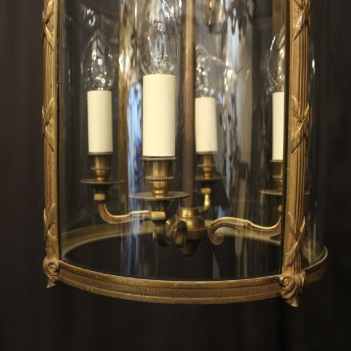 FRENCH GILDED FOUR LIGHT ANTIQUE HALL LANTERN - ADDITIONAL PHOTO 6