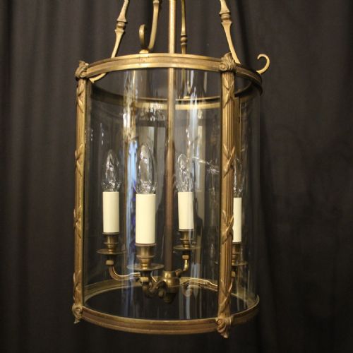 FRENCH GILDED FOUR LIGHT ANTIQUE HALL LANTERN - ADDITIONAL PHOTO 7