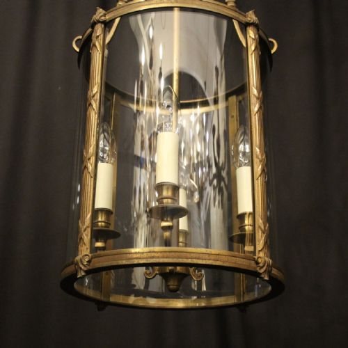 FRENCH GILDED FOUR LIGHT ANTIQUE HALL LANTERN - ADDITIONAL PHOTO 8
