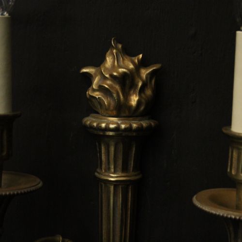 FRENCH PAIR OF GILDED TWIN ARM ANTIQUE WALL LIGHTS - ADDITIONAL PHOTO 2
