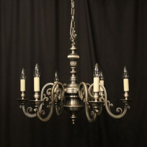 french silver plated 6 light chandelier - CATEGORY: ANTIQUE LIGHTING - DATED 1930