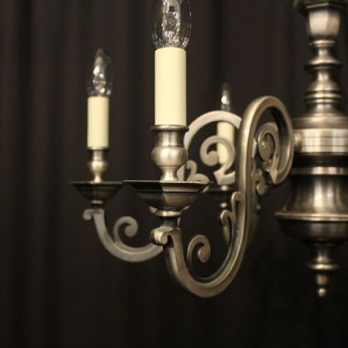 FRENCH SILVER PLATED 6 LIGHT CHANDELIER - ADDITIONAL PHOTO 1