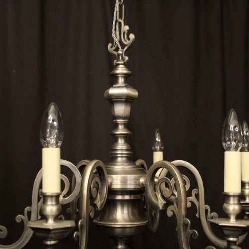 FRENCH SILVER PLATED 6 LIGHT CHANDELIER - ADDITIONAL PHOTO 2
