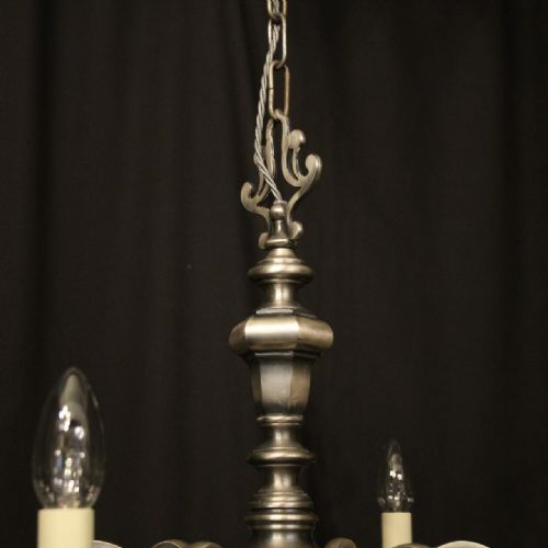 FRENCH SILVER PLATED 6 LIGHT CHANDELIER - ADDITIONAL PHOTO 3