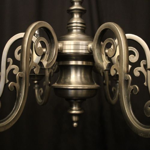 FRENCH SILVER PLATED 6 LIGHT CHANDELIER - ADDITIONAL PHOTO 5