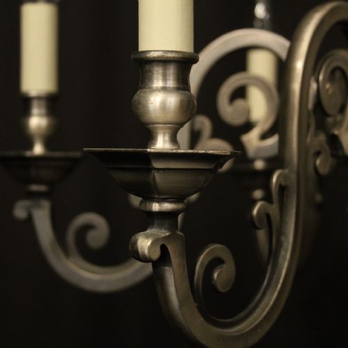 FRENCH SILVER PLATED 6 LIGHT CHANDELIER - ADDITIONAL PHOTO 7