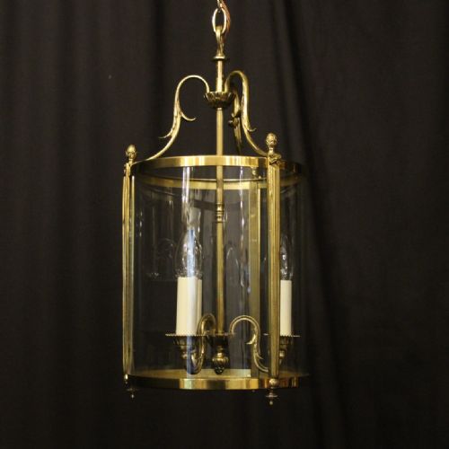 french gilded triple light convex antique lantern - CATEGORY: ANTIQUE LIGHTING - DATED 1930