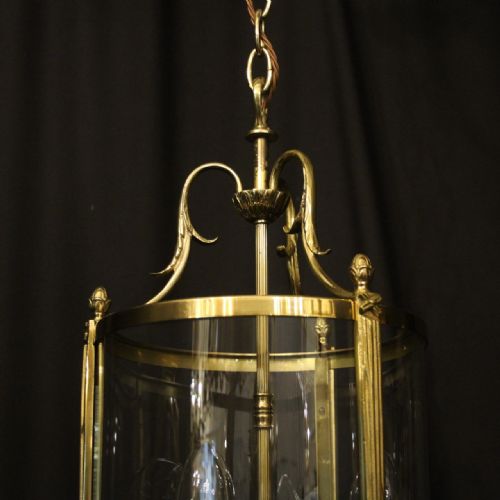 FRENCH GILDED TRIPLE LIGHT CONVEX ANTIQUE LANTERN - ADDITIONAL PHOTO 3