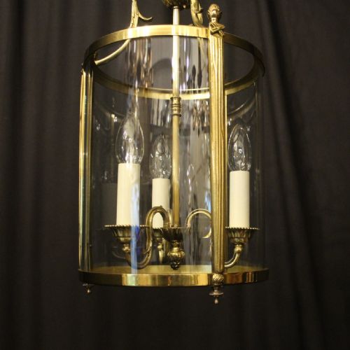 FRENCH GILDED TRIPLE LIGHT CONVEX ANTIQUE LANTERN - ADDITIONAL PHOTO 4