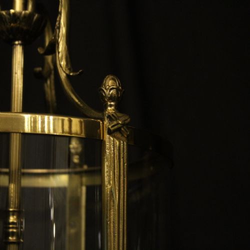 FRENCH GILDED TRIPLE LIGHT CONVEX ANTIQUE LANTERN - ADDITIONAL PHOTO 6