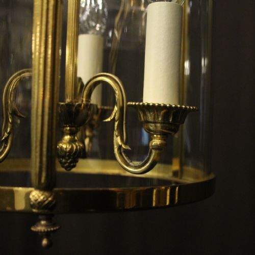 FRENCH GILDED TRIPLE LIGHT CONVEX ANTIQUE LANTERN - ADDITIONAL PHOTO 7