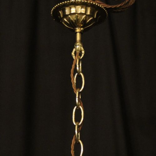 FRENCH GILDED TRIPLE LIGHT CONVEX ANTIQUE LANTERN - ADDITIONAL PHOTO 9