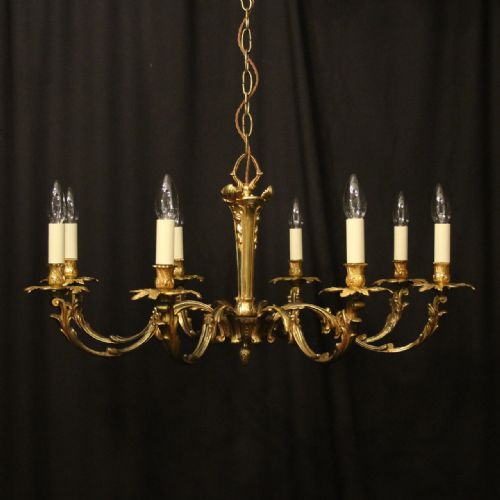 french gilded bronze 8 light chandelier - CATEGORY: ANTIQUE LIGHTING - DATED 1930