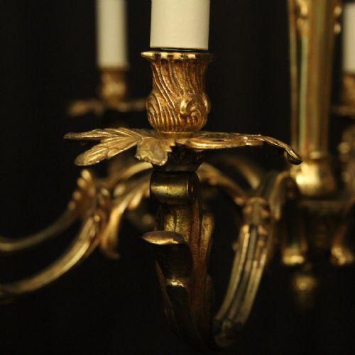 FRENCH GILDED BRONZE 8 LIGHT CHANDELIER - ADDITIONAL PHOTO 4