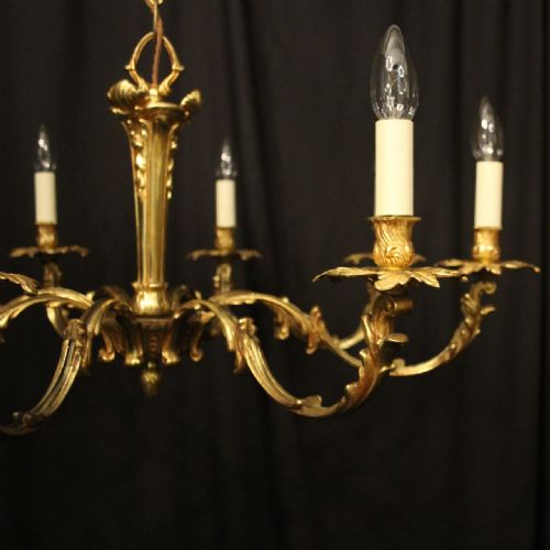 FRENCH GILDED BRONZE 8 LIGHT CHANDELIER - ADDITIONAL PHOTO 5