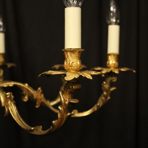 FRENCH GILDED BRONZE 8 LIGHT CHANDELIER - ADDITIONAL PHOTO 6