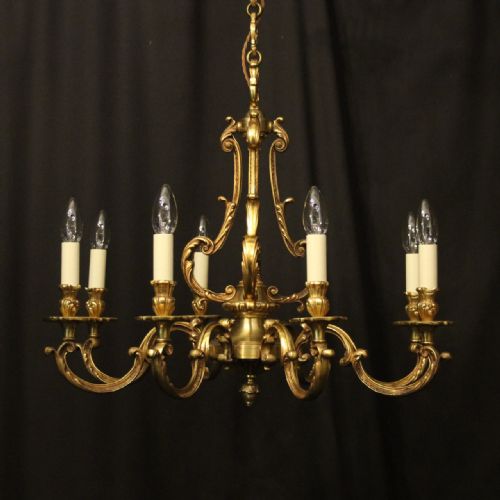 french gilded bronze 8 light chandelier - CATEGORY: ANTIQUE LIGHTING - DATED 1930