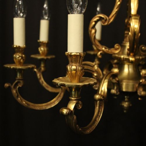 FRENCH GILDED BRONZE 8 LIGHT CHANDELIER - ADDITIONAL PHOTO 2