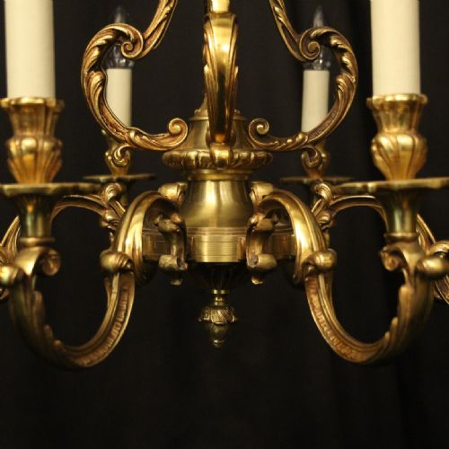 FRENCH GILDED BRONZE 8 LIGHT CHANDELIER - ADDITIONAL PHOTO 8