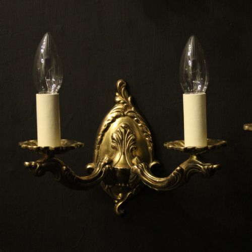 ENGLISH SET OF 6 TWIN ARM ANTIQUE WALL LIGHTS - ADDITIONAL PHOTO 1