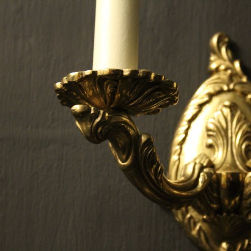 ENGLISH SET OF 6 TWIN ARM ANTIQUE WALL LIGHTS - ADDITIONAL PHOTO 4