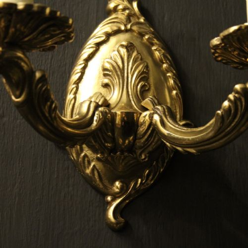ENGLISH SET OF 6 TWIN ARM ANTIQUE WALL LIGHTS - ADDITIONAL PHOTO 7