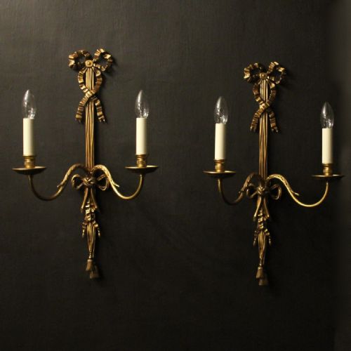 french pair of large bronze antique wall lights - CATEGORY: ANTIQUE LIGHTING - DATED 1920