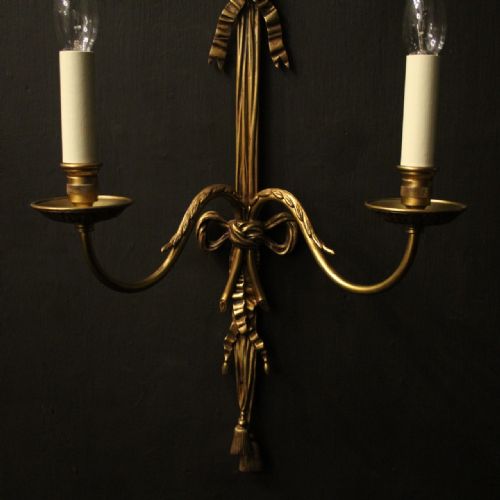 FRENCH PAIR OF LARGE BRONZE ANTIQUE WALL LIGHTS - ADDITIONAL PHOTO 3