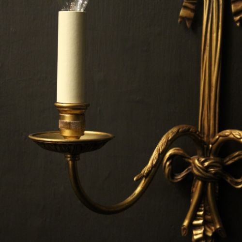FRENCH PAIR OF LARGE BRONZE ANTIQUE WALL LIGHTS - ADDITIONAL PHOTO 5