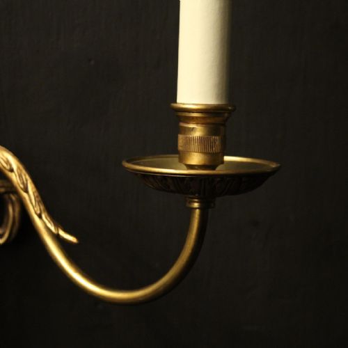 FRENCH PAIR OF LARGE BRONZE ANTIQUE WALL LIGHTS - ADDITIONAL PHOTO 6