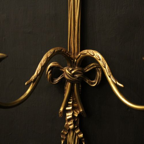 FRENCH PAIR OF LARGE BRONZE ANTIQUE WALL LIGHTS - ADDITIONAL PHOTO 9