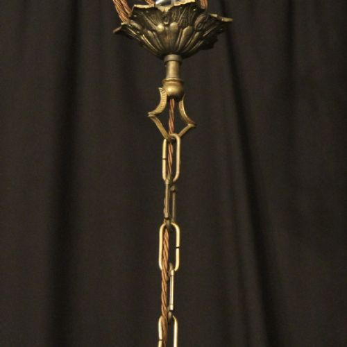 FRENCH GILDED BRONZE EMPIRE 4 LIGHT ANTIQUE CHANDELIER - ADDITIONAL PHOTO 9