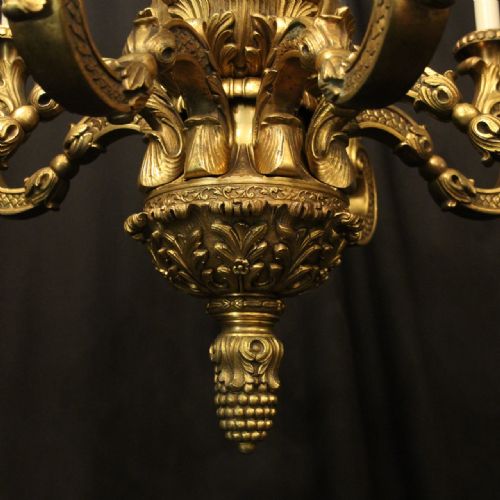 FRENCH GILDED BRONZE 8 LIGHT ANTIQUE CHANDELIER - ADDITIONAL PHOTO 7
