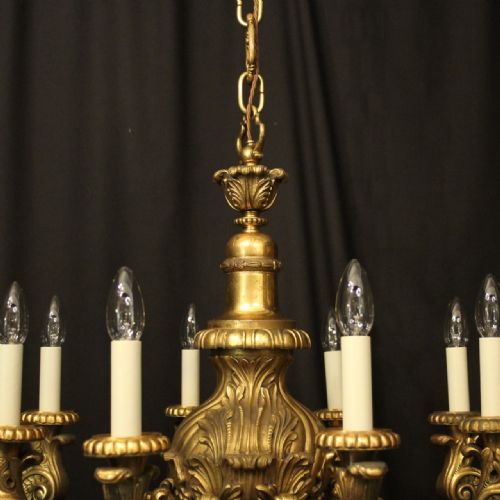 FRENCH GILDED BRONZE 8 LIGHT ANTIQUE CHANDELIER - ADDITIONAL PHOTO 8
