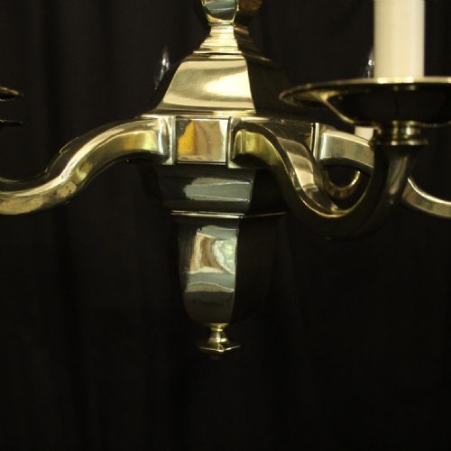 ENGLISH BRASS ART DECO 6 LIGHT ANTIQUE CHANDELIER - ADDITIONAL PHOTO 7