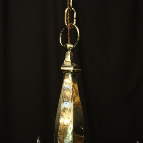 ENGLISH BRASS ART DECO 6 LIGHT ANTIQUE CHANDELIER - ADDITIONAL PHOTO 8
