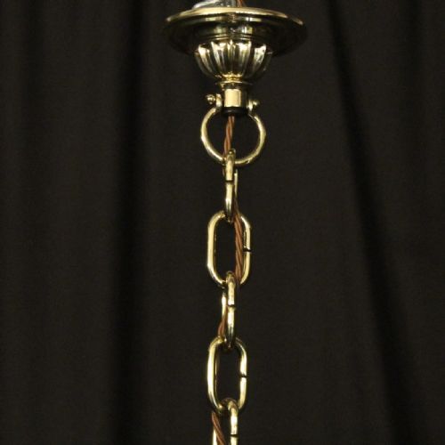 ENGLISH BRASS ART DECO 6 LIGHT ANTIQUE CHANDELIER - ADDITIONAL PHOTO 9