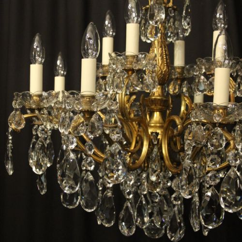 FRENCH 12 LIGHT GILDED BRONZE CRYSTAL ANTIQUE CHANDELIER - ADDITIONAL PHOTO 1